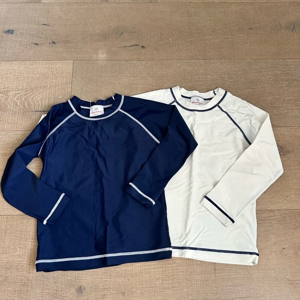 Hanna Andersson Navy and White Long Sleeve Swim Top